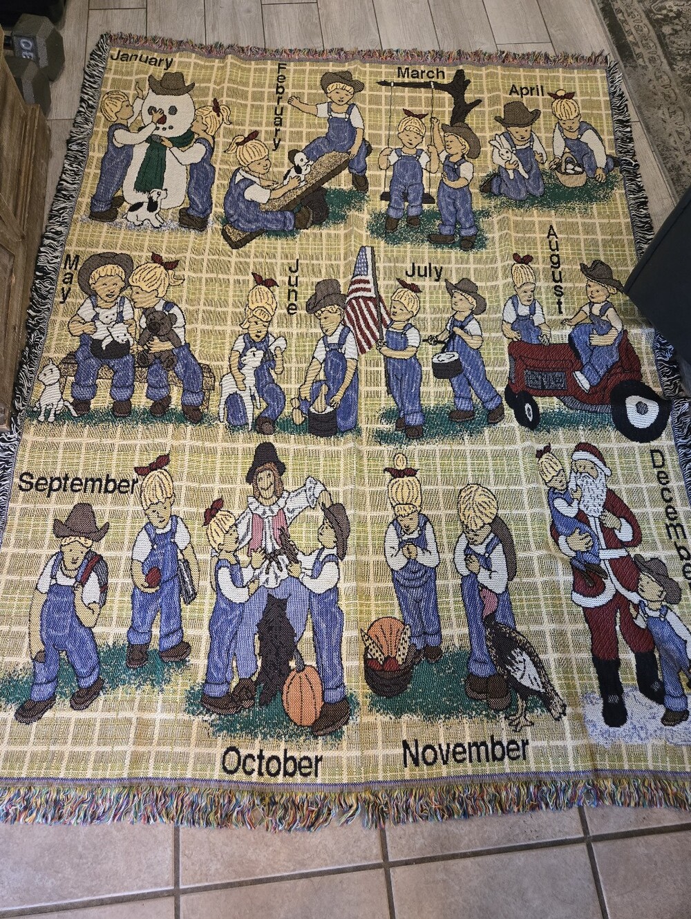 Vintage Home Interiors Denim Days Tapestry Throw